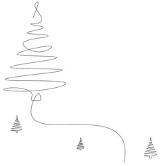 Christmas trees line drawing. Vector illustration