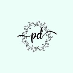 PD Initial handwriting logo template vector 