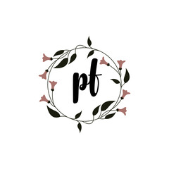 PF Initial handwriting logo template vector 