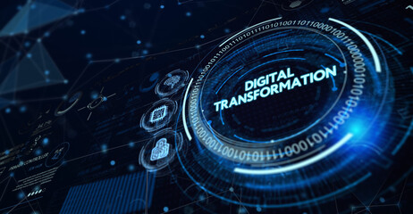 Concept of digitization of business processes and modern technology. Digital transformation.
