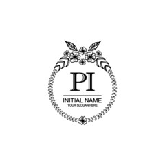 PI Initial handwriting logo template vector 