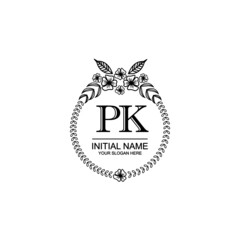 PK Initial handwriting logo template vector 