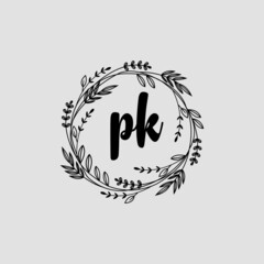 Obraz premium PK Initial handwriting logo template vector 