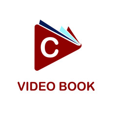 C initial letter video book education logo concept