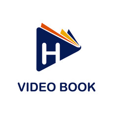 H initial letter video book education logo concept