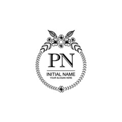 PN Initial handwriting logo template vector 