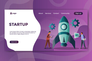 Startup illustration landing page, can be used in public services such as posters, banners, landing pages for websites and mobile applications