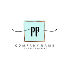 PP Initial handwriting logo template vector 