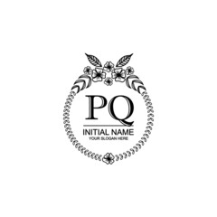 PQ Initial handwriting logo template vector 