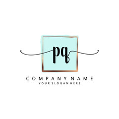 PQ Initial handwriting logo template vector 