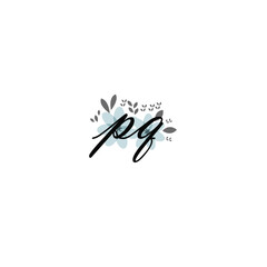 PQ Initial handwriting logo template vector 