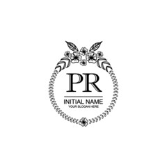 PR Initial handwriting logo template vector 