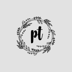 PT Initial handwriting logo template vector 