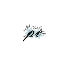 PV Initial handwriting logo template vector 