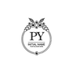PY Initial handwriting logo template vector 