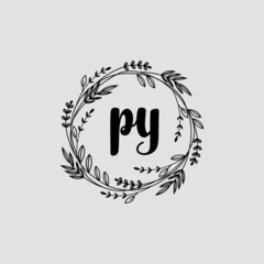 PY Initial handwriting logo template vector 