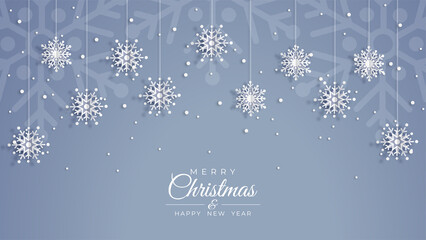 Naklejka na ściany i meble Merry Christmas design background. Origami snowfall. Vector Illustration.