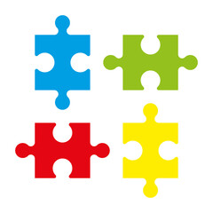 Obraz premium Simple puzzle four piece business presentation. Circle puzzle outline infograph. 4 Step contour process diagram. Section line compare puzzle banner.