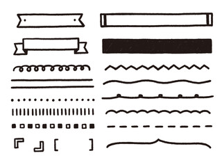 手書き風の素材セット_線とフレーム