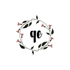QE Initial handwriting logo template vector 