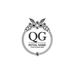QG Initial handwriting logo template vector 