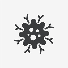 Bacteria Coronavirus Cell Flat Black Vector Icon