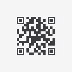 QR Code Sample Flat Black Vector Icon