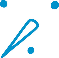 
snowman face drawn in blue line isolated on white background