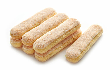 Ladyfinger cookies on white background