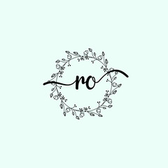 RO Initial handwriting logo template vector 