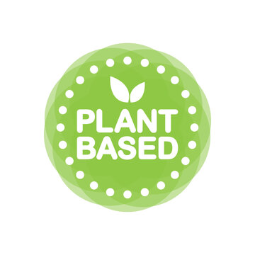 Plant Based Green Stamp In Flat Style On White Background. Vector Illustration.