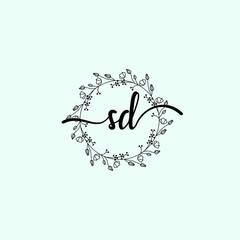 SD Initial handwriting logo template vector 