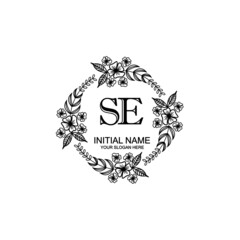 SE Initial handwriting logo template vector 