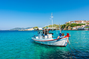 Fototapeta na wymiar Kokkari Village coastal view in Samos Island of Greece.