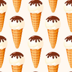 Seamless vector pattern of hand drawn ice cream