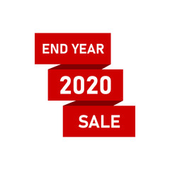 End Year Sale banners, ribbons decorated, 2020 Happy New Year, Merry Christmas, end year holidays. Mega sale, save money, cost reduction, Off price. White background EPS Vector