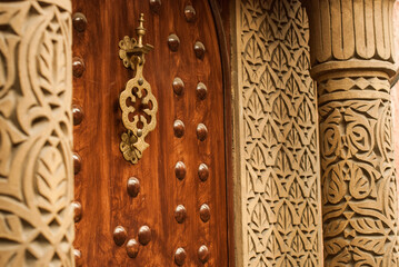 Old bronze door handle from the Old Town Medina of Marrakech, Morocco. 