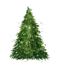 Decorated traditional Christmas tree watercolor illustration hand painted - 396966516