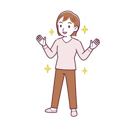 ピンクの長袖の若い女性