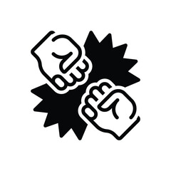 Black solid icon for conflict
