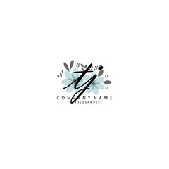 TJ Initial handwriting logo template vector 