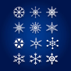 Fototapeta na wymiar Winter snowflakes set vector illustration
