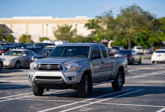 Miami, FL, USA - December 2, 2020: Photo of a Toyota Tacoma pick up truck in a parking lot