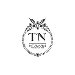 TN Initial handwriting logo template vector 