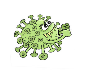 corona virus, cartoon illustration on white background
