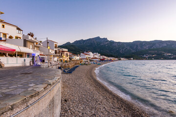 Fototapeta na wymiar Kokkari Village coastal view in Samos Island of Greece.