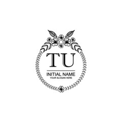 TU Initial handwriting logo template vector 