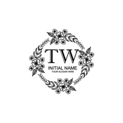 TW Initial handwriting logo template vector 