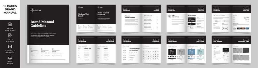 Brand Manual Template, Simple style and modern layout Brand Style , Brand Book, Brand Identity, Brand Guideline, Guide Book
