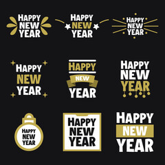 Set, collection Happy New Year 2021, simple lettering typographies, gifts or invitational card, invitation, decorated can be used on websites, invitational cards, visit cards, promotions EPS Vector